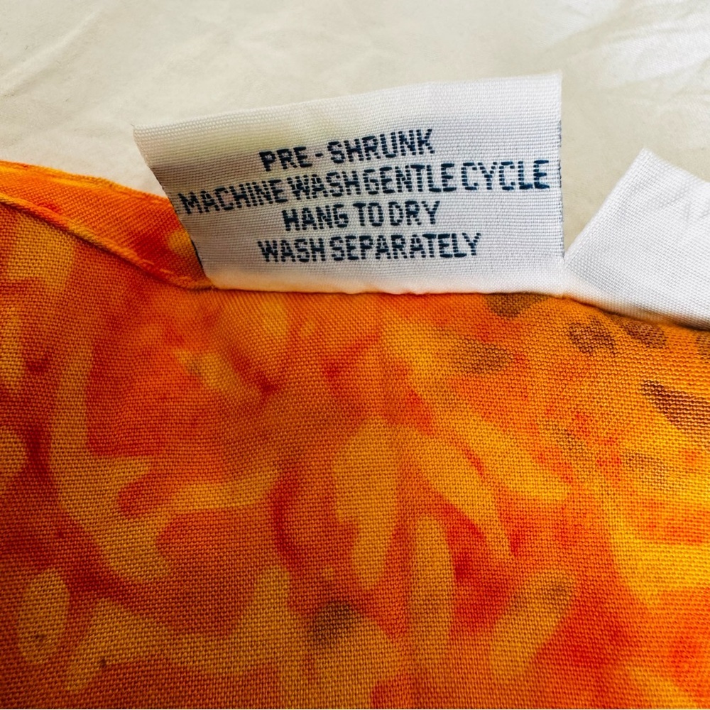 Tropical Earth Tones Island Wear Handmade Batik Midi Sundress Orange Floral - Picture 7 of 8